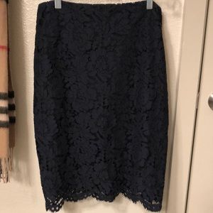 Navy blue lace pencil skirt